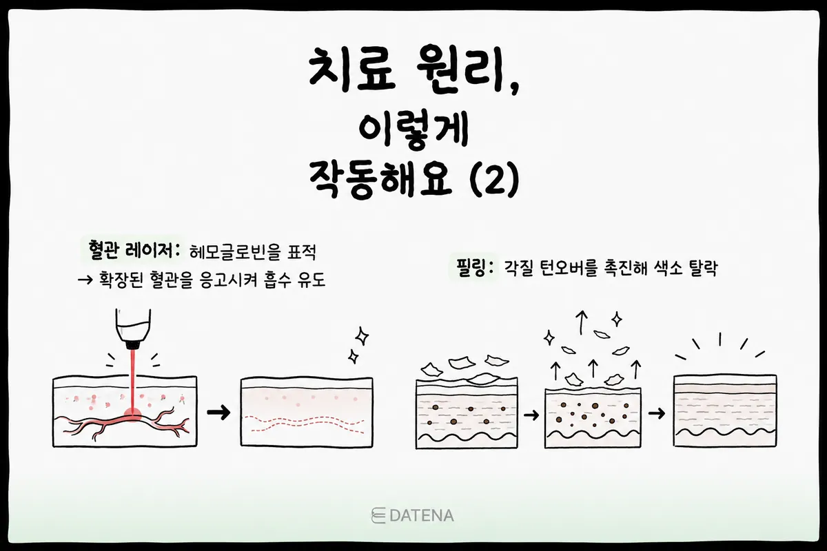 泛红比较明显时,可以考虑针对血管的治疗。焕肤(刷酸)则是帮助皮肤角质代谢、让色素逐渐脱落的方法。