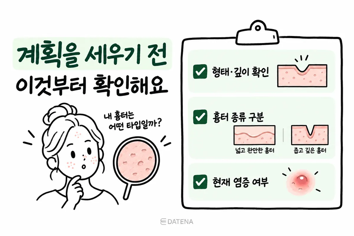 制定痘疤治疗计划前确认形态、深度及当前是否有炎症的检查清单