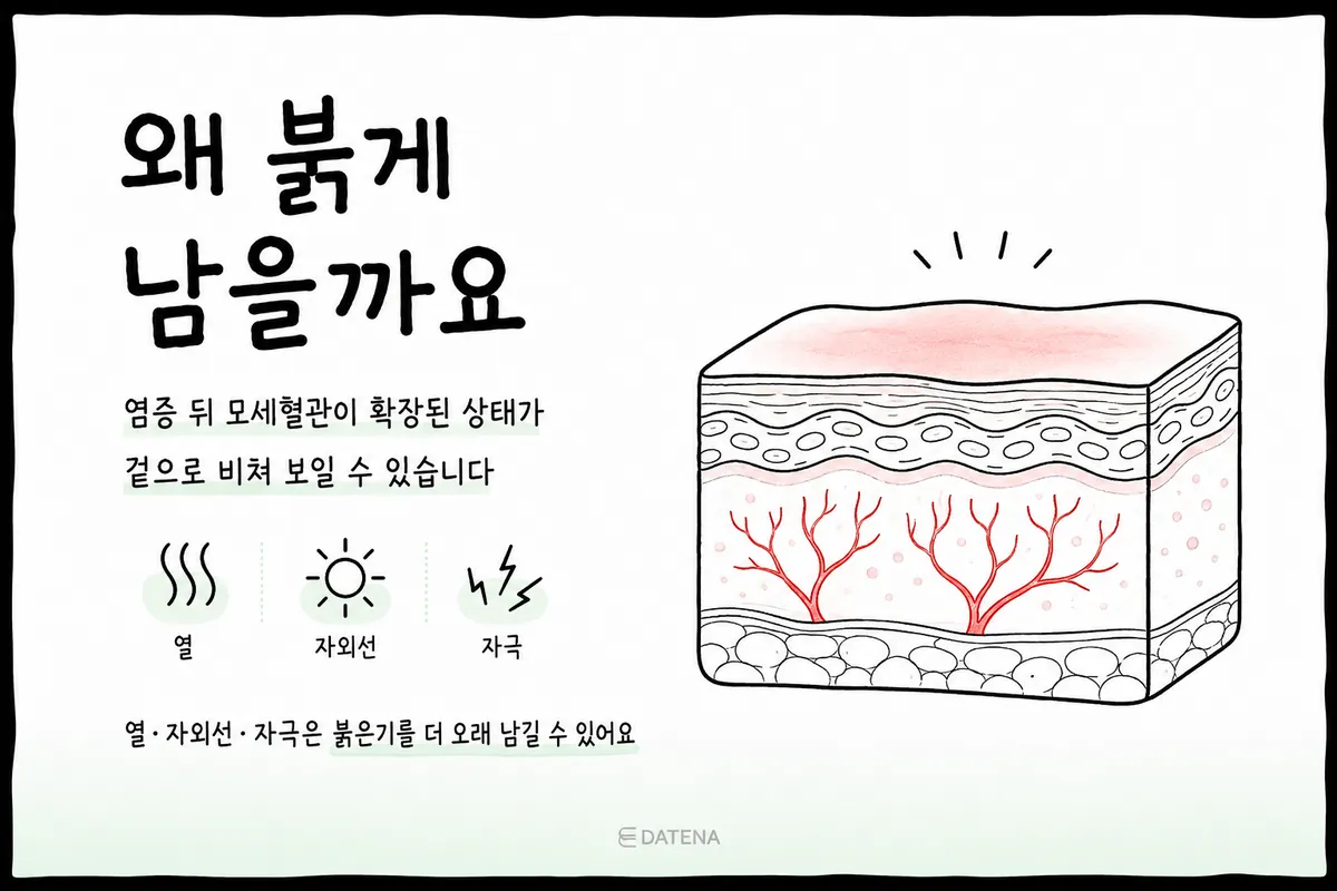 痘痘发炎后扩张的毛细血管在皮下透出红色的截面图