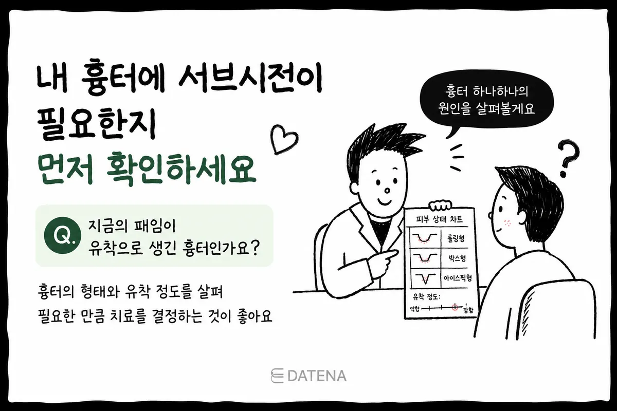 示意图:医生对照皮肤状态检查表,咨询是否需要皮下分离